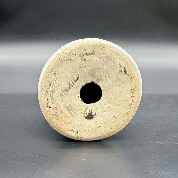 Vintage Ken Edwards Pottery Candle Holder Folk Art Bird Hand Painted Mexico - Picture 7 of 11